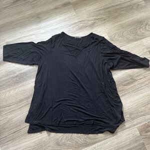 Kim And Cami Black Criss Cross V-Neck Black Long Sleeved Plus Size 3x Top Womens